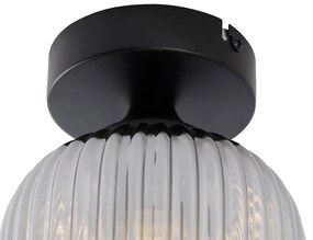 Candeeiro de tecto art déco preto vidro fumê - BANCI Art Deco