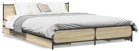 vidaXL Estrutura de cama c/ gavetas derivados madeira carvalho sonoma