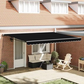 vidaXL Toldo Retrátil Manual Preto 450 × 300 cm Poliéster e Metal