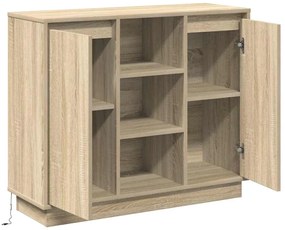 Cristaleira com LED Carvalho Sonoma 90x32x75 cm Madeira Engenharia