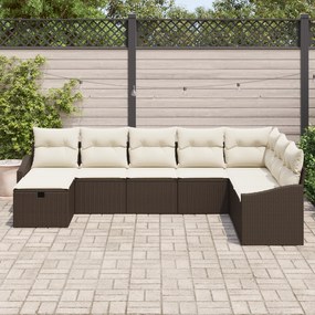 Conjunto de Sofá de Jardim de 8 Peças com Almofadas de Rattan Poliéste