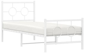 Estrutura de cama com cabeceira e pés 80x200 cm metal branco