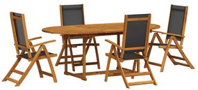 vidaXL 5 pcs conjunto de jantar para jardim acácia maciça e textilene