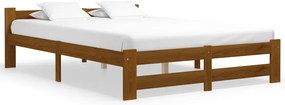 Estrutura de cama 160x200 cm madeira pinho maciço castanho mel
