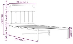 Estrutura de cama com cabeceira 100x190 cm metal branco