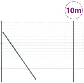 Cerca Euro com 7 Postes 1,5x10 m Aço Galvanizado Verde