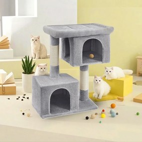 Arranhador com 2 cavernas 68 x 48 x 101 cm cinzento claro