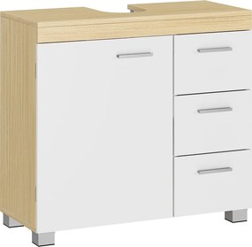 Armário casa banho para lavatório (não incluído) com 3 gavetas grandes 30 x 70 x 64 cm Branco - bege natural
