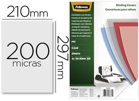 Capa de Encadernação Fellowes Pvc Din A4 Transparente 200 Microns Pack de 100 Unidades