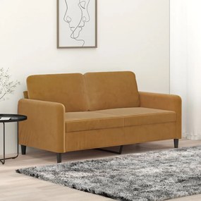 vidaXL Sofá de 2 lugares veludo 140 cm castanho