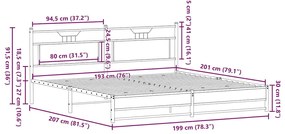 Estrutura de cama sem colchão 193x203cm metal carvalho fumado