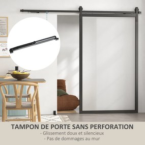 KIT Ferragens para porta de correr sem perfuração 244 cm (PORTA NÃO INCLUIDA) Kit de calhas para porta de celeiro simples em aço preto