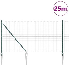 Cerca Euro com 13 postes em espeto, 1,2x25 m, feita de aço galvanizado