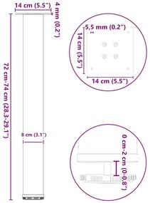 Pés de mesa de console 4 peças aço natural 72-74 cm aço