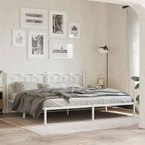 Estrutura de cama com cabeceira 200x200 cm metal branco