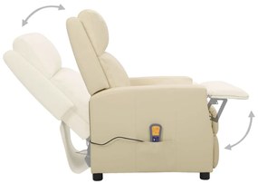 Poltrona Malia de Massagens Reclinável em Couro Artificial - Creme - D