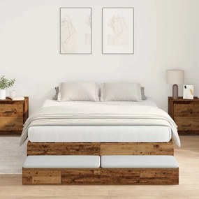 vidaXL Estrado de cama com arrumação com gaveta Madeira Antiga 160 cm