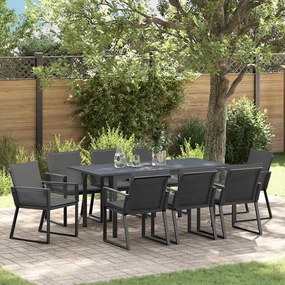 vidaXL Conjunto de Jantar de Jardim 6 Peças com Almofadas em Aço Antracite e Rattan Sintético