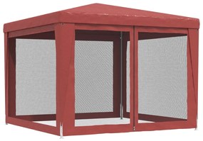 Tenda p/ festas c/ 4 paredes laterais rede 3x3 m PEAD vermelho