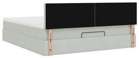 Estrutura de cama otomana com colchão 160x200 cm cinzento claro