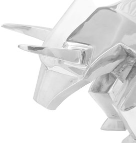 Escultura de Touro vidaXL Prateada 74x23x39 cm Alumínio