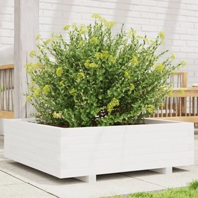 vidaXL Vaso/floreira de jardim 80x80x26,5 cm pinho maciço branco