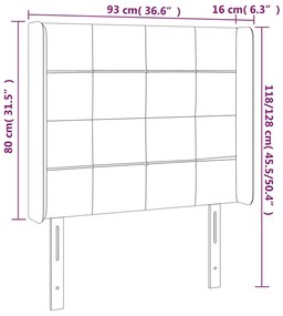 Cabeceira de cama c/ abas veludo 93x16x118/128cm cinzento-claro