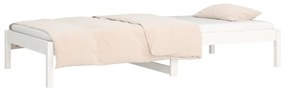 Sofá-cama de solteiro 90x190 cm madeira de pinho maciça branco