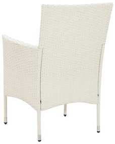 Cadeiras de jardim com almofadões 4 pcs vime PE branco