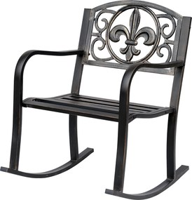 Outsunny Cadeira de balanço para jardim Poltrona oscilante antiga Metal Bronze B60 x T73 x H85cm | Aosom Portugal