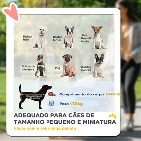 Carrinho para Cães Dobrável com Correia de Segurança Almofada Lavável e Janelas 80x48,5x106 cm Cáqui