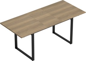 HOMCOM Mesa de jantar extensível 140-180 cm para 6-8 pessoas, retangular com design industrial e estrutura em aço, Castanho | Aosom Portugal