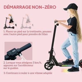 Trotinete Elétrica Dobrável para Crianças, 78 x 32 x 92 cm, Velocidade Máxima de 14 km/h, Preto