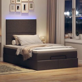 Estrutura de cama otomana com colchão 120x190cm castanho escuro