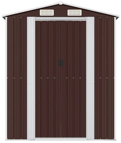 Abrigo de jardim 192x191x223 cm aço galvanizado castanho-escuro