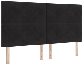 Cabeceira Estofada Botão Preto 180 cm Veludo