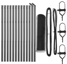 Conjunto de Cercas Conjunto de 2 Cinza Metal, Plástico 25 x 0,5 m