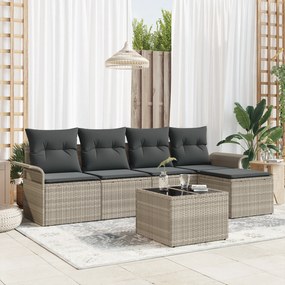 Conjunto de Sofá de Jardim vidaXL de 6 Peças com Almofadas Cinza de Ra