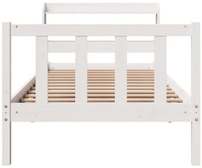 Cama sem colchão 90x200 cm madeira de pinho maciça branco
