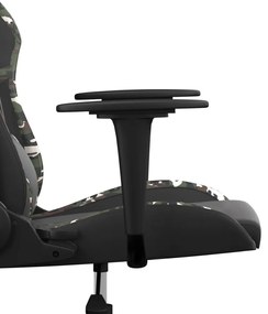 Cadeira gaming massagens couro artificial preto e camuflagem