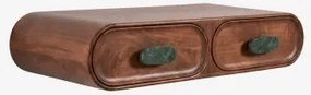 Consola De Entrada De Parede 100x40 Cm Em Madeira De Manga E Pedra Natural Kivalina Mármore Verde Udaipur - Madeira De Manga Escura - Sklum