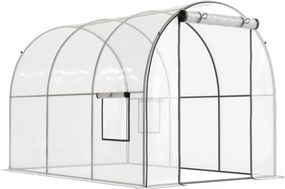 Outsunny Estufa Tipo Túnel de Jardim 3x2x2 m com Porta Enrolável 2 Janelas Anti-UV para Cultivos Plantas Flores Transparente | Aosom Portugal