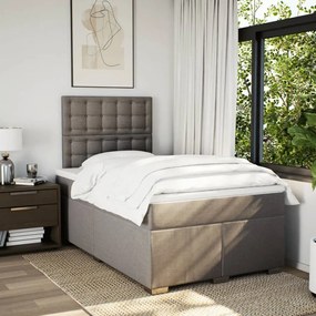 Cama boxspring c/ colchão 120x190cm tecido castanho-acinzentado