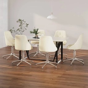 vidaXL Cadeiras de jantar giratórias 6 pcs tecido cor creme