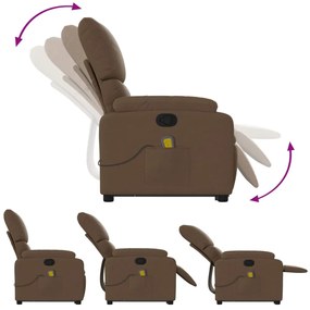 Poltrona reclinável massagens tecido castanho