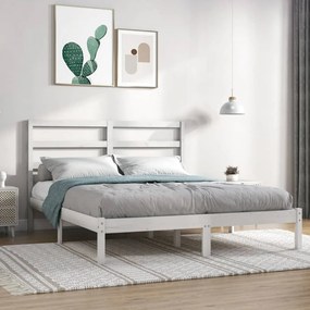 Estrutura de cama dupla 135x190 cm madeira maciça branco