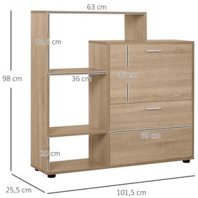 Sapateira de Madeira com Prateleiras de Armazenamento Sapateira para até 20 pares de Sapatos 101,5x25,5x98cm Madeira