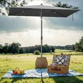 Guarda-sol 190 x 120 cm, proteção solar UPF 50+ para jardim, terraço e praia, dobrável Cinza