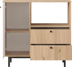 Aparador de cozinha "Toledo" - Carvalho e Branco - 88x85x35.5cm - Desi