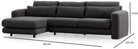 Sofá de Canto Lily – Cinzento – 290 x 165 cm